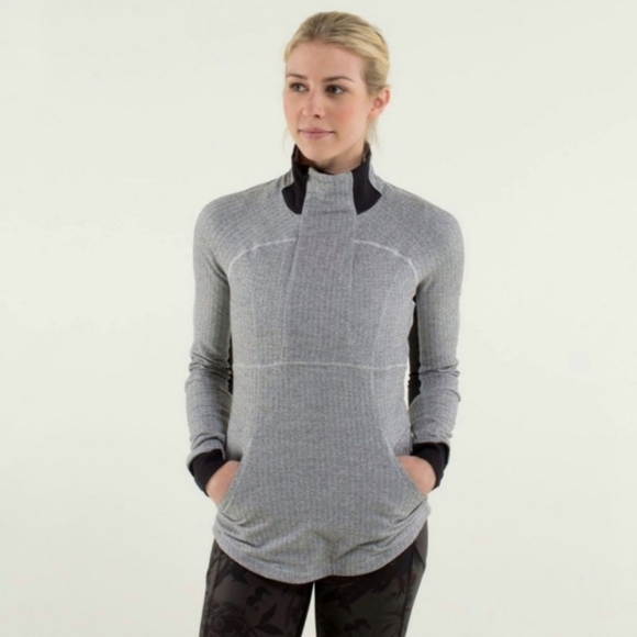 Lululemon Base Runner 1/2 Zip Heathered Herringbone Jacket Size 12 - Picture 13 of 13